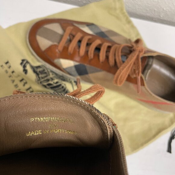 Burberry Brown and Beige Checkered Sneakers - Picture 3 of 5